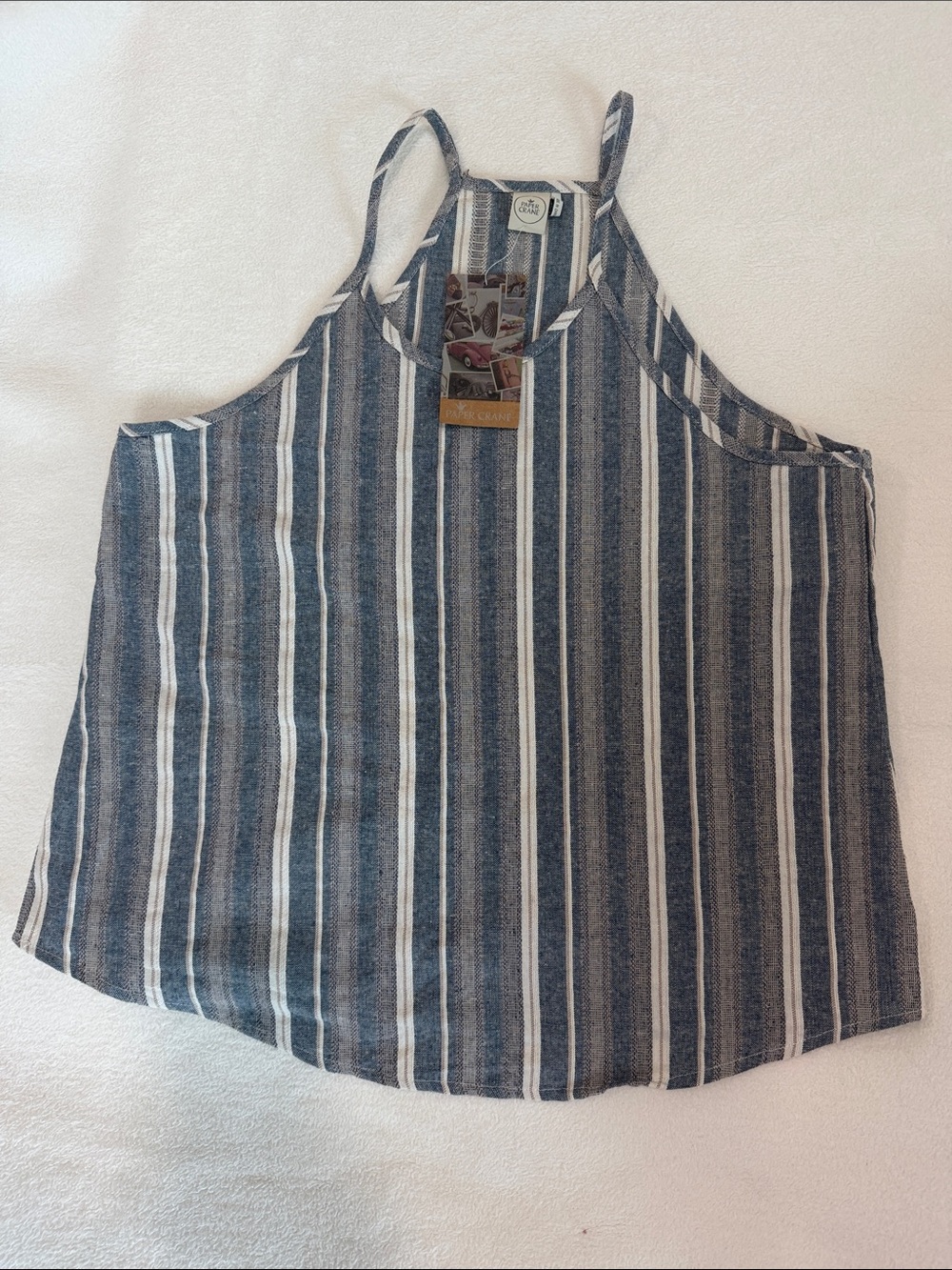Paper Crane Navy and White Striped Halter Cami size Large